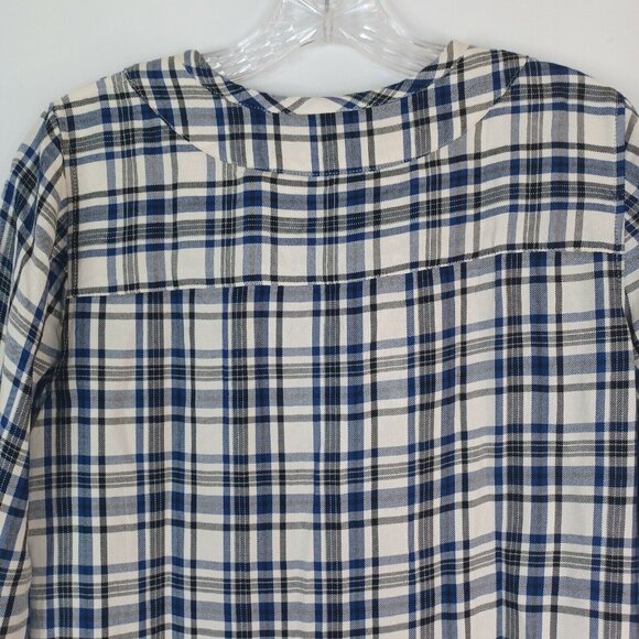 Madewell Womens Sz XXS Plaid Artiste Tunic Shift Long Sleeve Pocket Tassel Dress - Picture 6 of 10